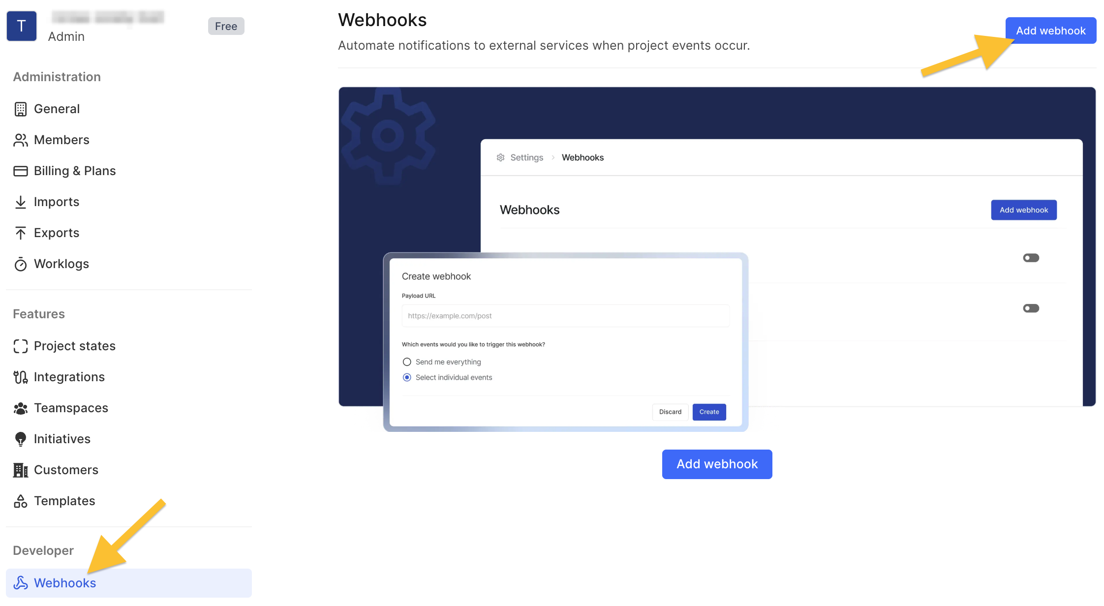 Create webhook